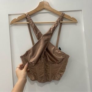 URBAN OUTFITTERS Beige Cross Bustier Tank